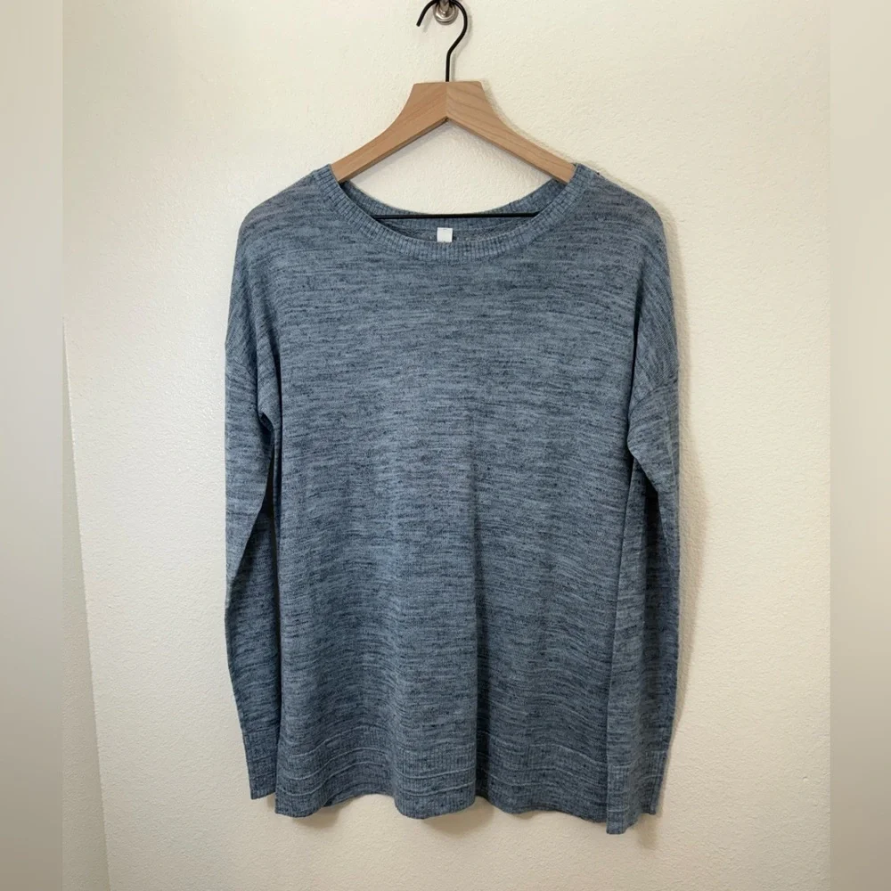 Lululemon-Well Being Crew Sweater *Linen-
Heathered Sailboat/Classic Navy Small - Picture 4 of 11